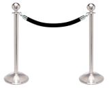 Stainless Steel Ball Top Stanchion Kit with 6’L Velour Rope & Dome Base