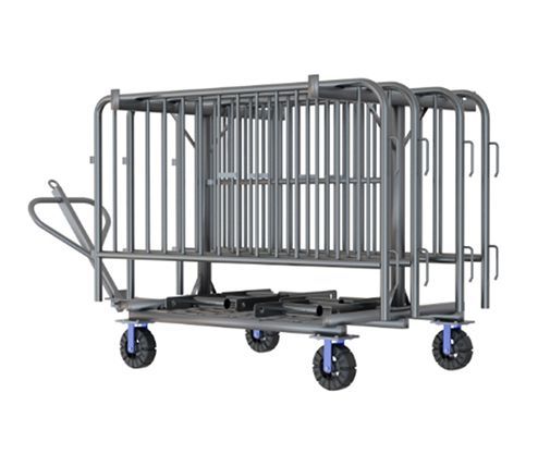 6.5 ft Metal Barricade Bundle and Transportation Cart 