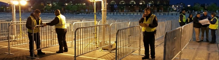 Steel bike rack barricades for event crowd management